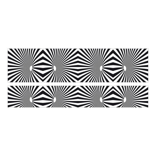 Meubelfolie IKEA Malm Bed Psychedelic Black And White pattern