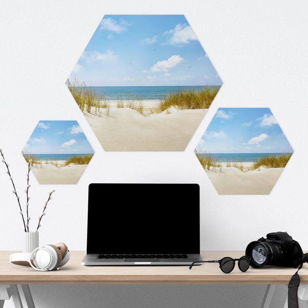 Hexagons Forex schilderijen Beach On The North Sea