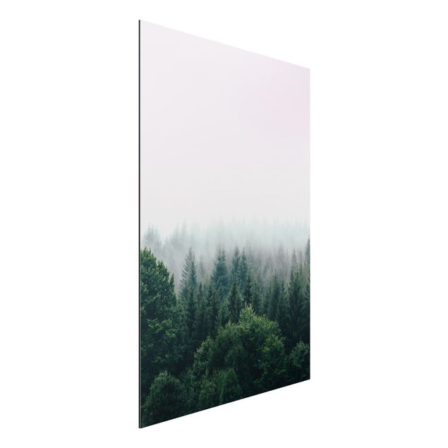 Aluminium Dibond schilderijen Foggy Forest Twilight