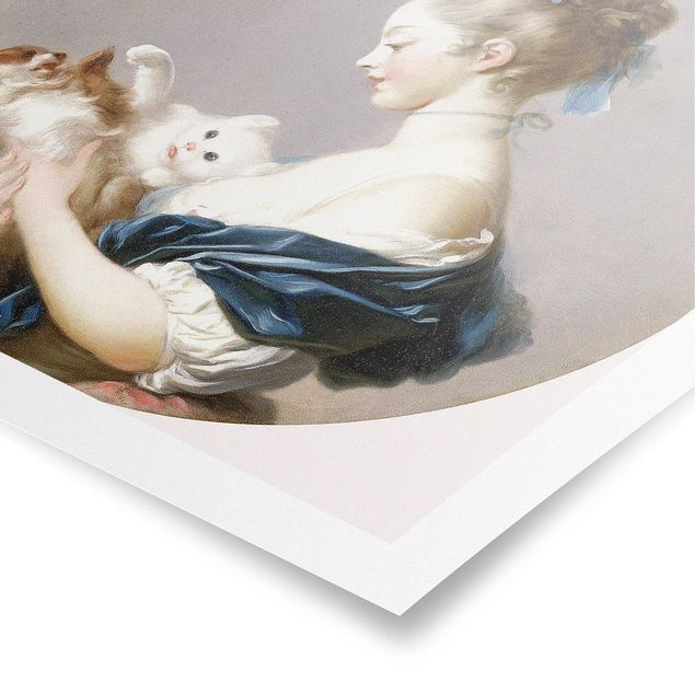 Posters Jean Honoré Fragonard - Girl playing with a Dog and a Cat