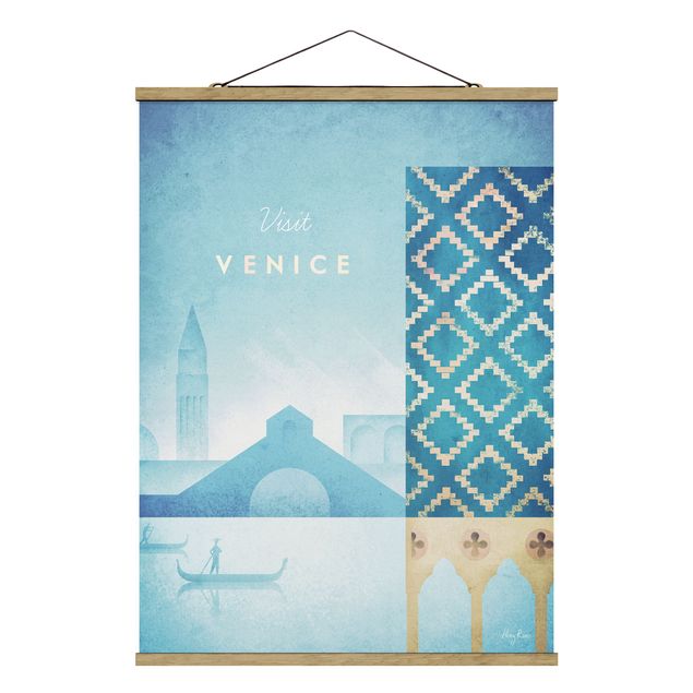 Stoffen schilderij met posterlijst Travel Poster - Venice