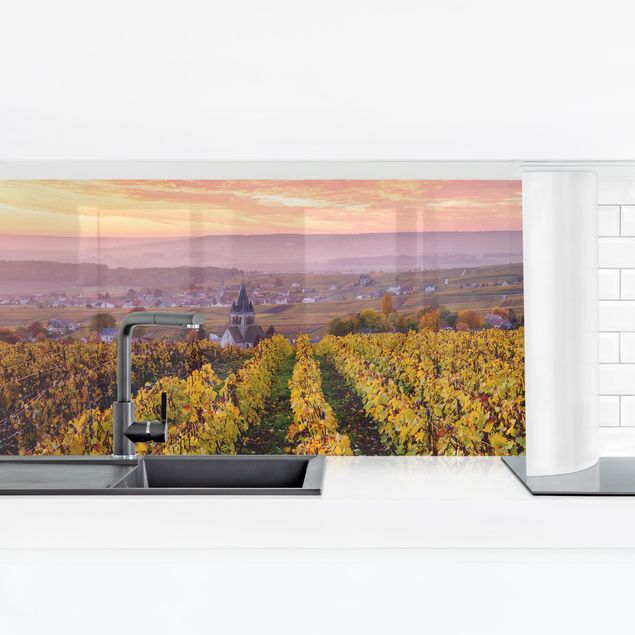 Achterwand voor keuken Wine Plantations At Sunset