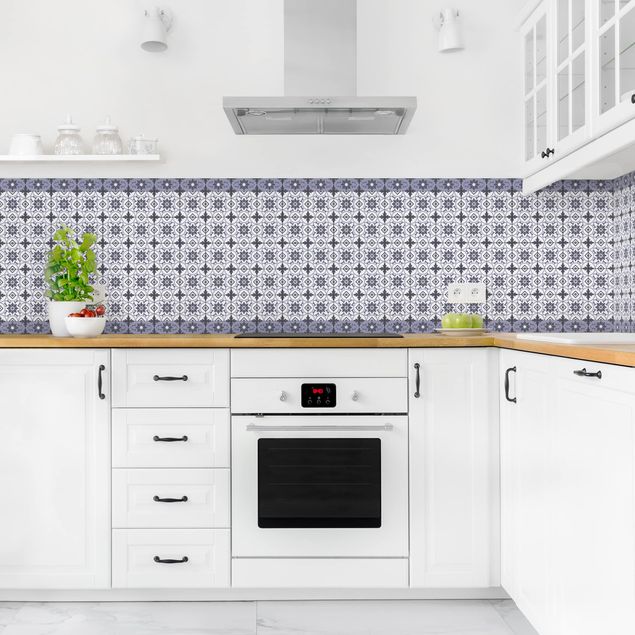 Achterwand voor keuken tegelmotief Geometrical Tile Mix Flower Purple