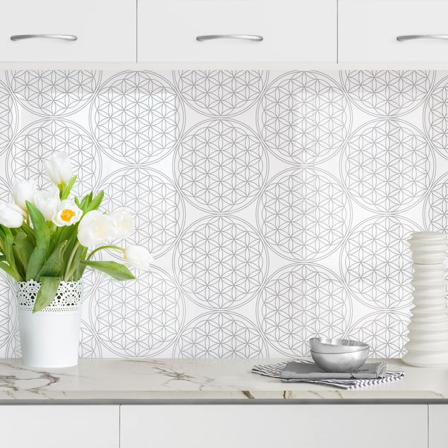 Achterwand voor keuken patroon Flower Of Life Pattern Silver