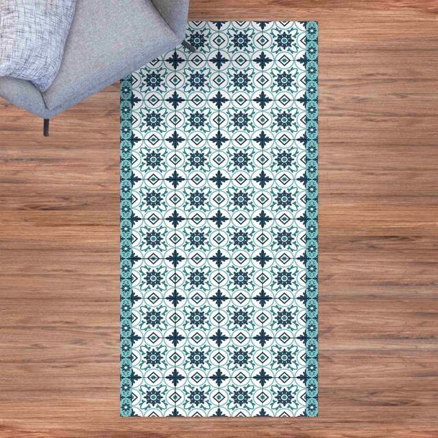 lopers Geometrical Tile Mix Flower Turquoise