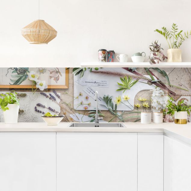 Achterwand voor keuken Flowers And Garden Herbs Vintage