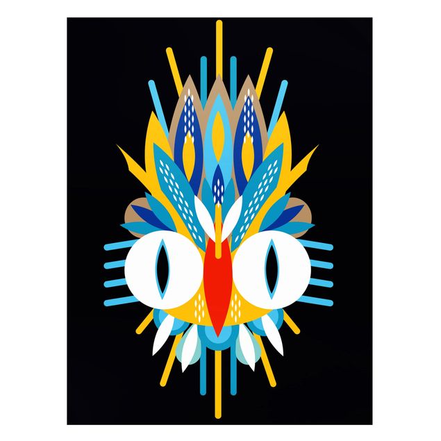 Magneetborden Collage Ethno Mask - Bird Feathers
