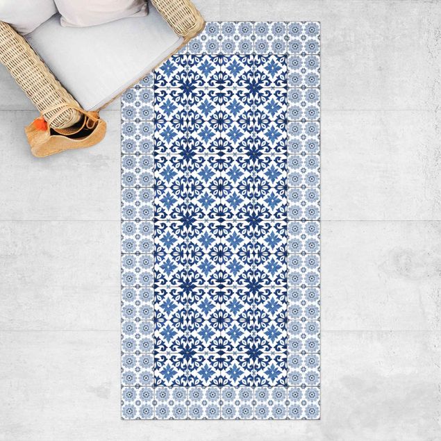 balkon tapijt Moroccan Tiles Floral Blueprint With Tile Frame