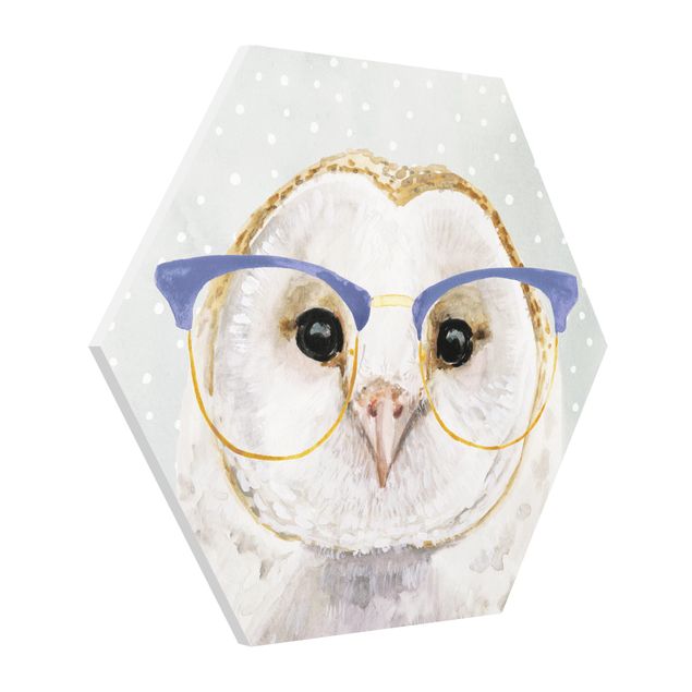 Hexagons Forex schilderijen Animals With Glasses - Owl