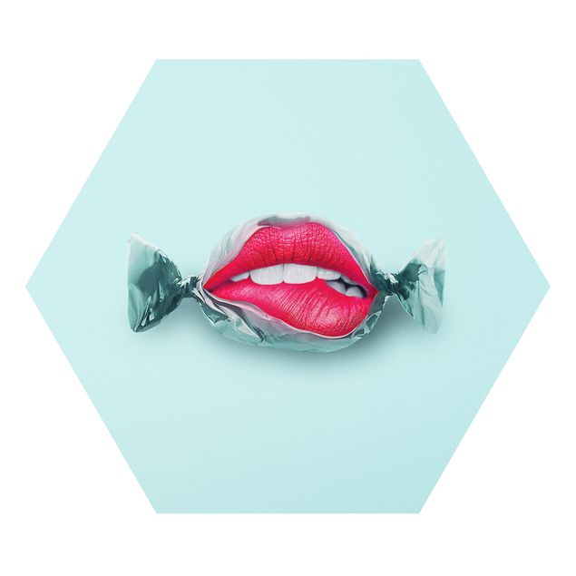 Hexagons Forex schilderijen Candy With Lips