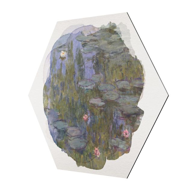 Hexagons Aluminium Dibond schilderijen WaterColours - Claude Monet - Water Lilies (Nympheas)