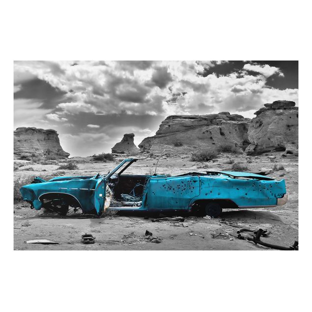 Aluminium Dibond schilderijen Turquoise Cadillac