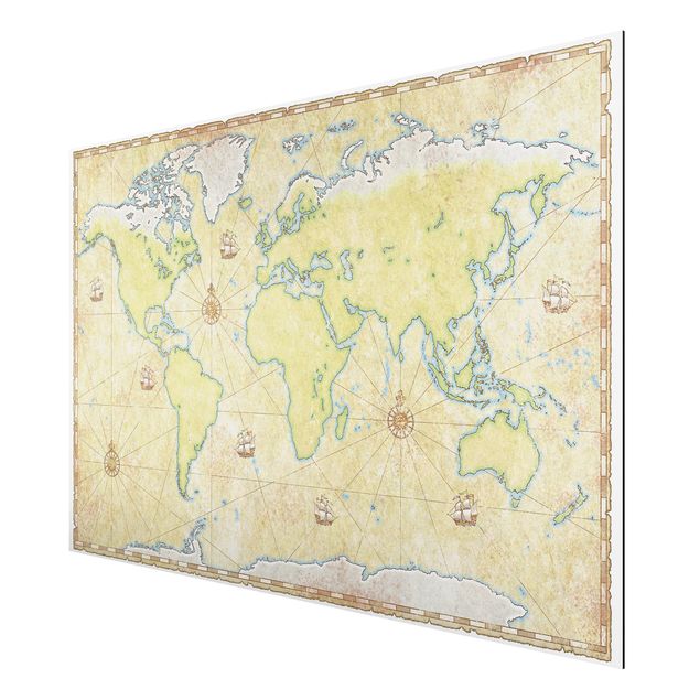 Aluminium Dibond schilderijen World Map