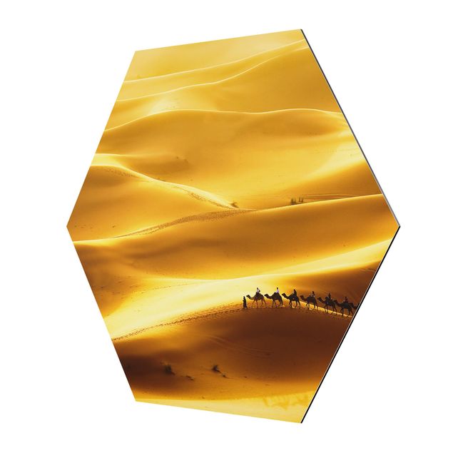 Hexagons Aluminium Dibond schilderijen Golden Dunes