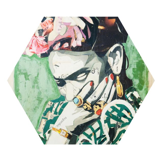 Hexagons Forex schilderijen Frida Kahlo - Collage No.3