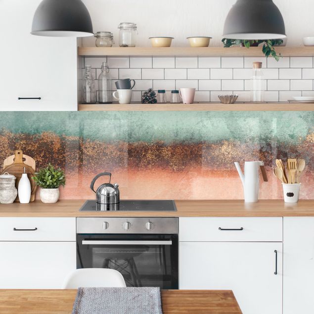 Achterwand voor keuken abstract Pastel Summer With Gold