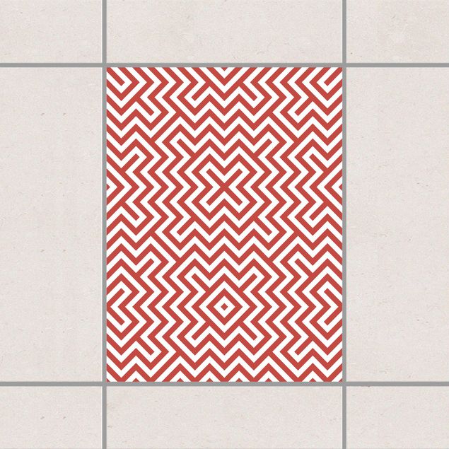 Tegelstickers Red Geometric Stripe Pattern