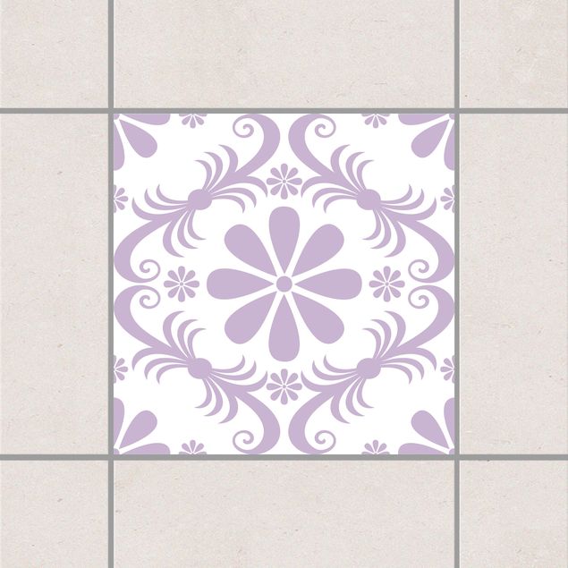 Tegelstickers Flower Design White Lavender