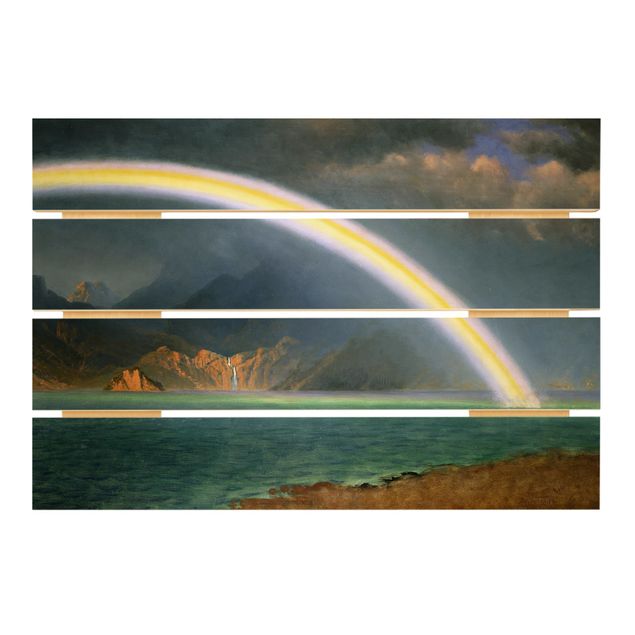Houten schilderijen op plank Albert Bierstadt - Rainbow over the Jenny Lake, Wyoming