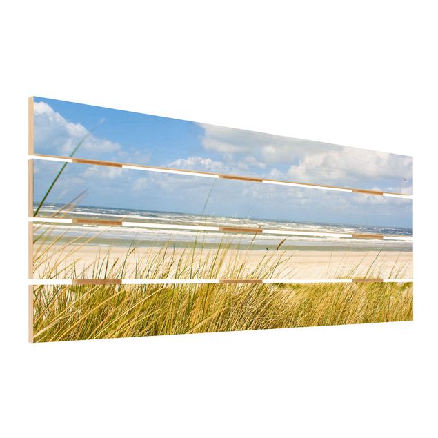 Houten schilderijen op plank At The North Sea Coast