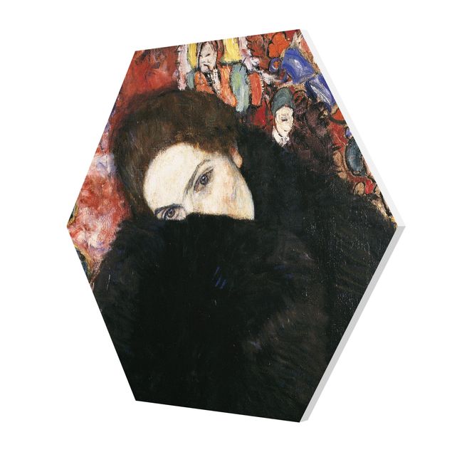 Hexagons Forex schilderijen Gustav Klimt - Lady With A Muff
