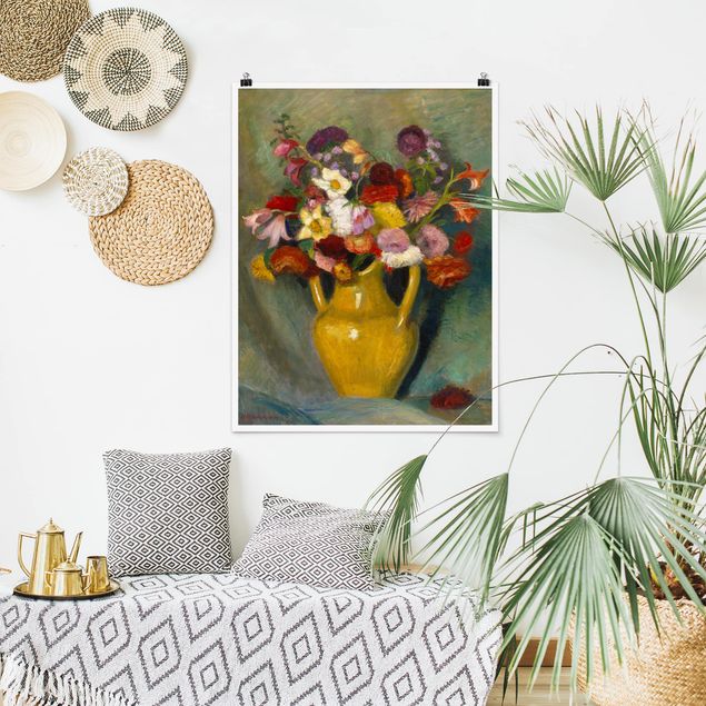 Posters Otto Modersohn - Colourful Bouquet in Yellow Clay Jug
