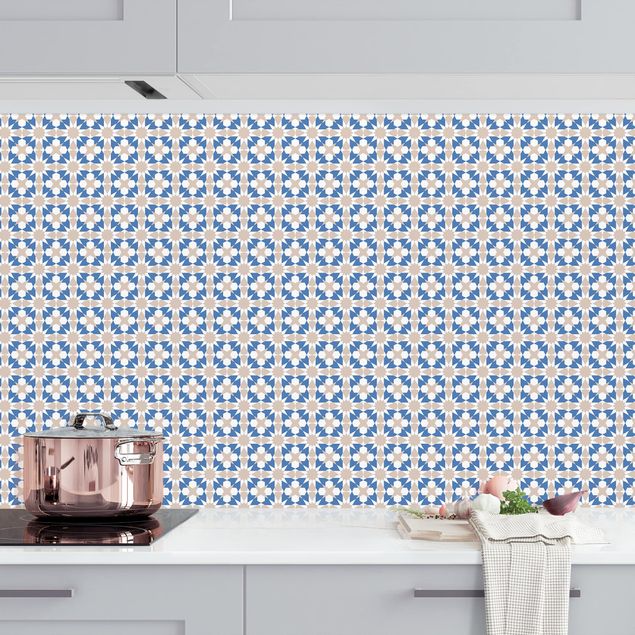 Achterwand voor keuken patroon Oriental Patterns With Blue Stars