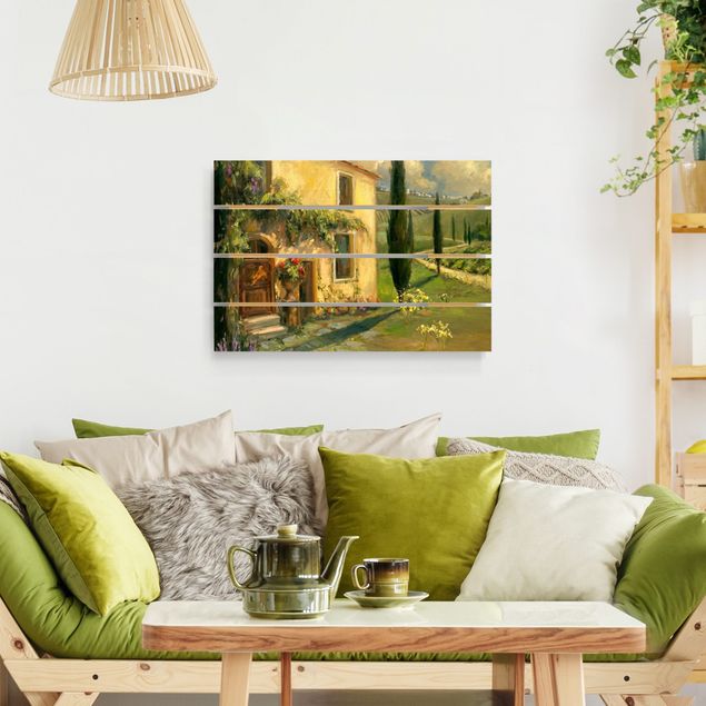 Houten schilderijen op plank Italian Countryside - Cypress