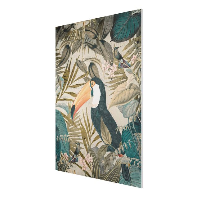 Forex schilderijen Vintage Collage - Toucan In The Jungle