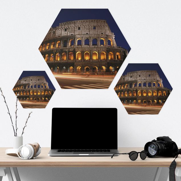 Hexagons Forex schilderijen Colosseum in Rome at night