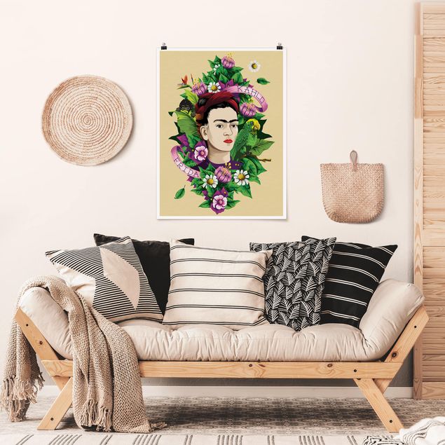 Posters Frida Kahlo - Frida, Monkey And Parrot