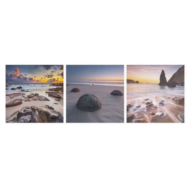 Canvas schilderijen - 3-delig Sunrises On The Beach