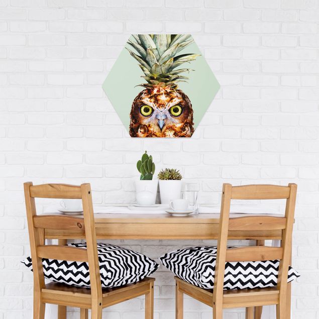 Hexagons Forex schilderijen Pineapple With Owl