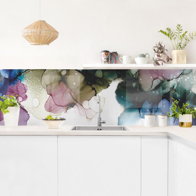 Achterwand voor keuken abstract Floral Arches With Gold