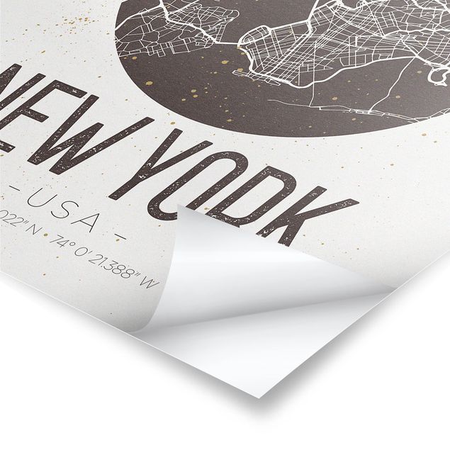 Posters New York City Map - Retro