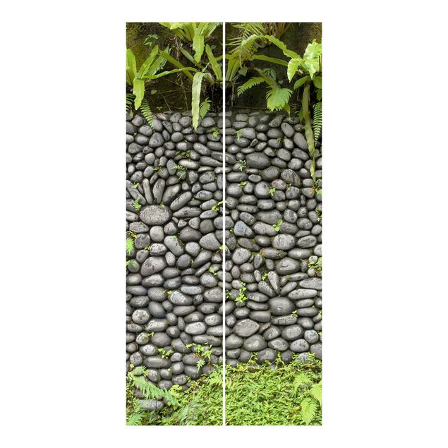Schuifgordijnen Stone Wall With Plants