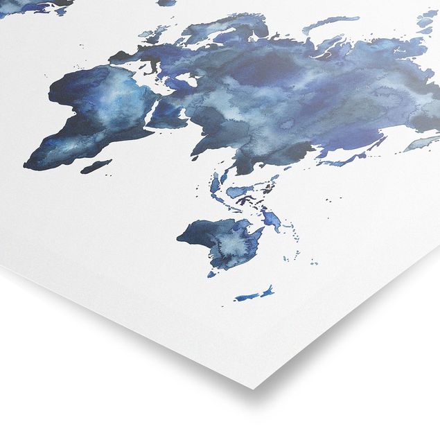 Posters Water World Map Light