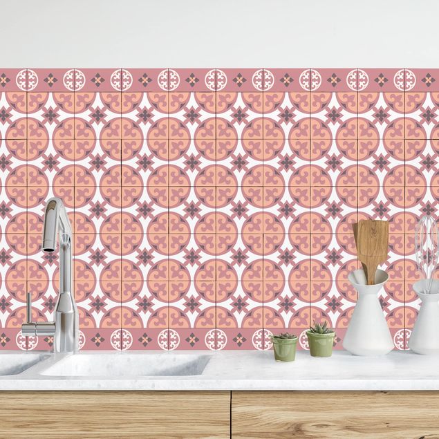 Achterwand voor keuken patroon Geometrical Tile Mix Circles Orange