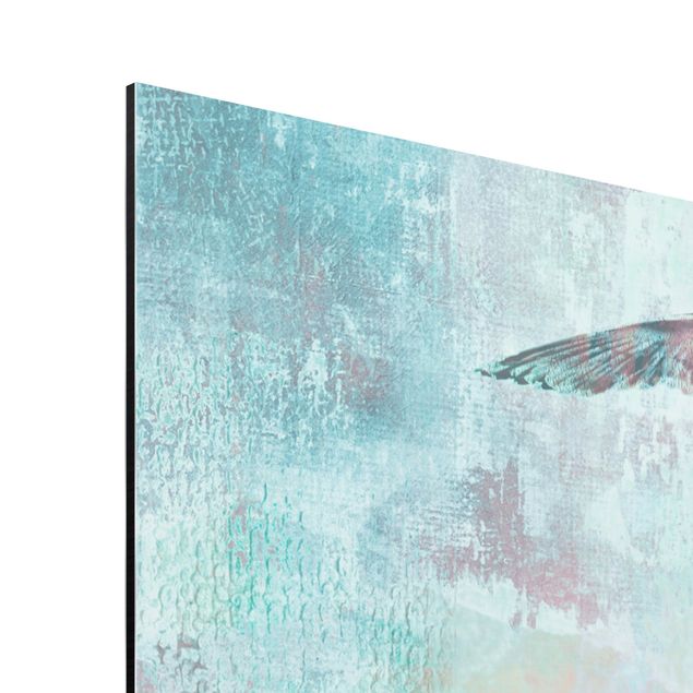 Aluminium Dibond schilderijen Shabby Chic Collage - Seagulls