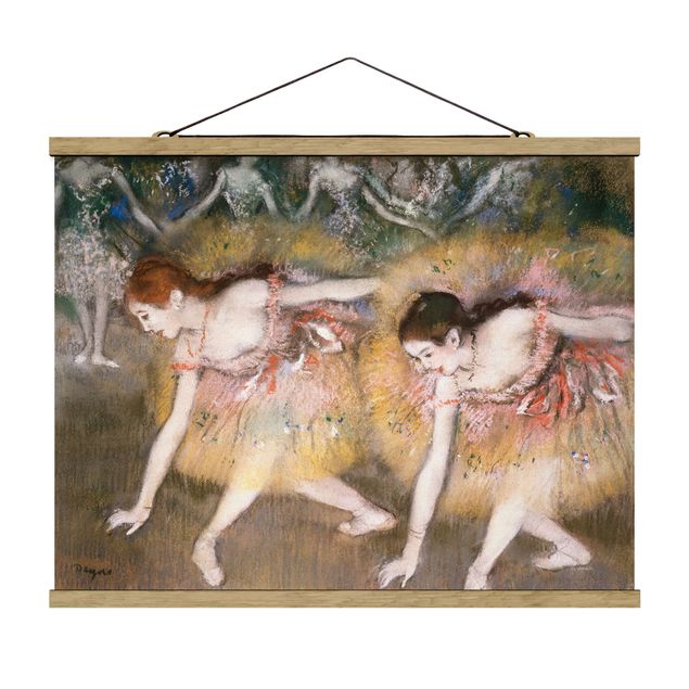 Stoffen schilderij met posterlijst Edgar Degas - Dancers Bending Down