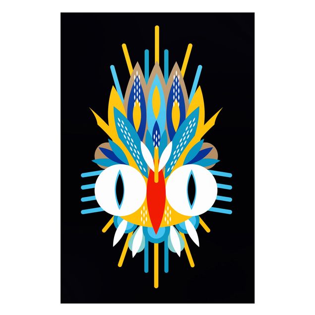 Magneetborden Collage Ethno Mask - Bird Feathers