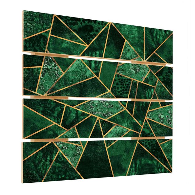 Houten schilderijen op plank Dark Emerald With Gold