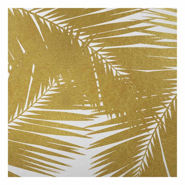 Aluminium Dibond schilderijen View Through Golden Palm Leaves
