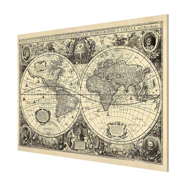 Magneetborden Vintage World Map Antique Illustration