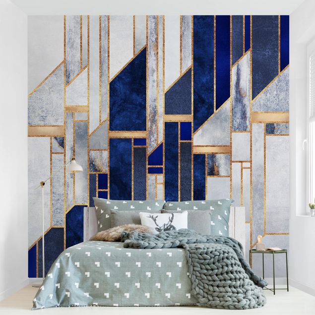 Patroonbehang Geometric Shapes With Gold