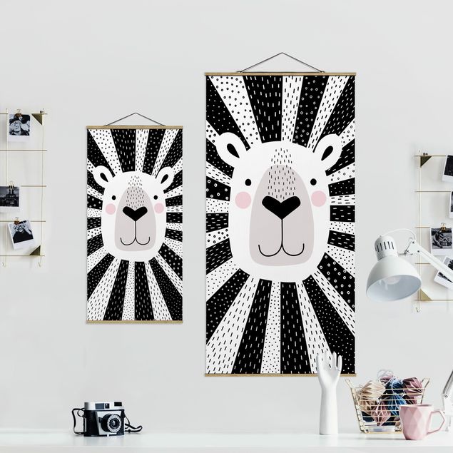 Stoffen schilderij met posterlijst Zoo With Patterns - Lion