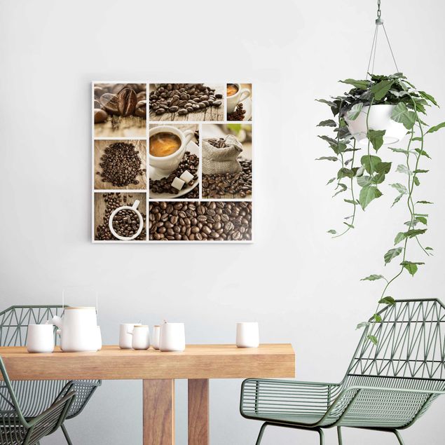Glasschilderijen Coffee Collage
