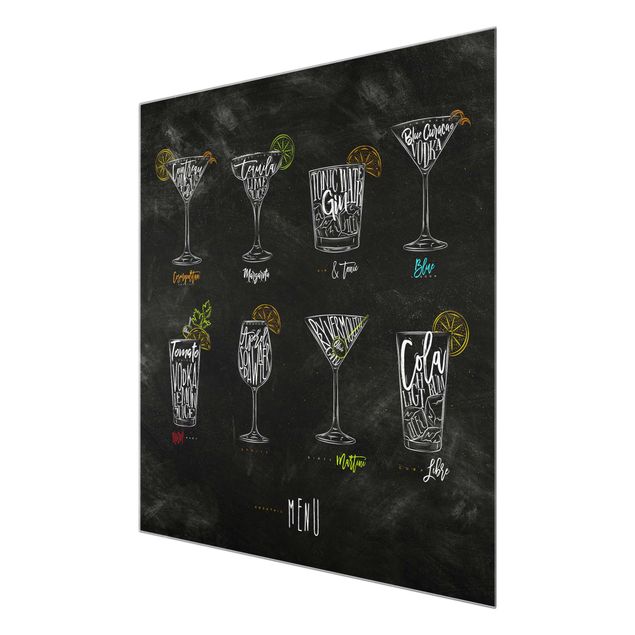 Glasschilderijen Cocktail Menu