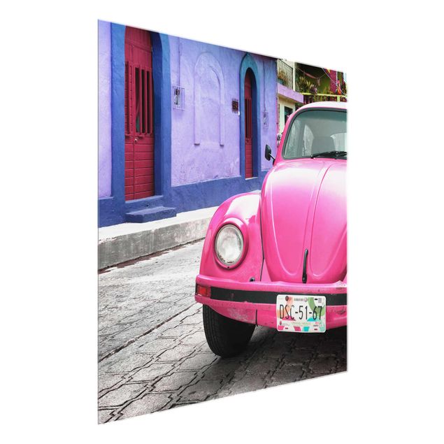 Magnettafel Glas Pink VW Beetle