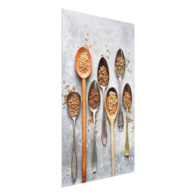 Glasschilderijen Cereal Grains Spoon